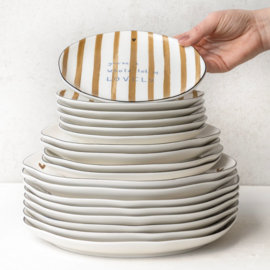 Dessertteller Weiß mit braunen Streifen 19 cm -Bastion Collections-