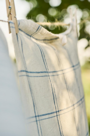 Theedoek Naturel met Blauwe Ruit