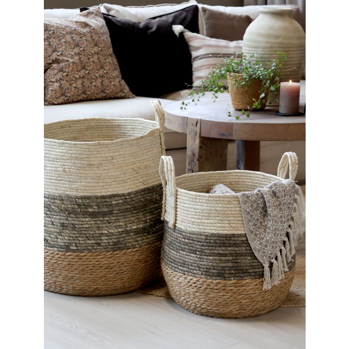 Set van 2 manden Mocca/Creme