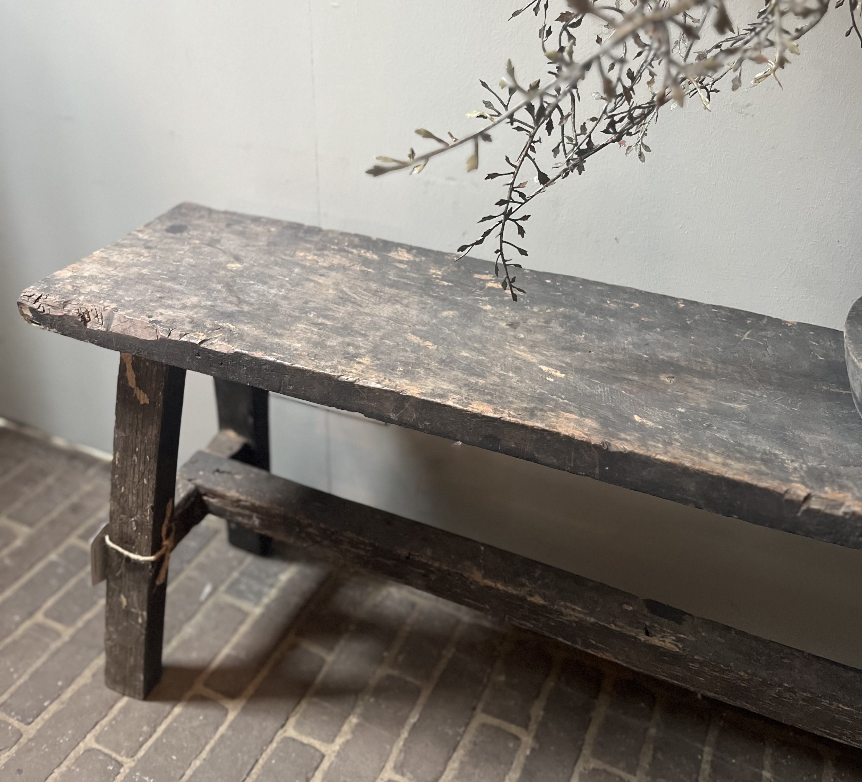 Oud Houten Bankje 121 cm