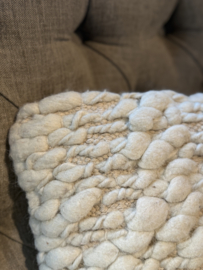 Kussen Handgeweven Wol Creme 60x40 cm -PTMD-