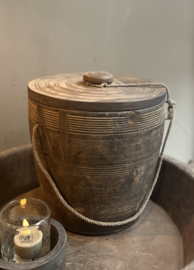Oude Houten Kruik met deksel