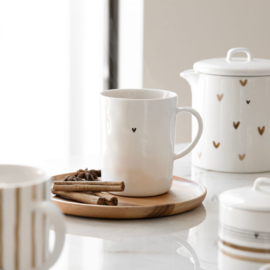Mok Wit met oor met Zwart Hartje -Bastion Collections-