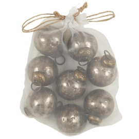 Bag w/8 same Christmas ornaments mini soil poor man’s silver