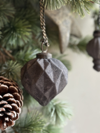 Kerst Ornament Antraciet Velvet Druppel Ruit