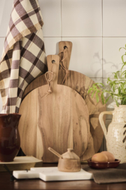 Theedoek Naturel met bruine ruit