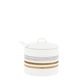 Suikerpotje Wit met Bruin en Zwarte Strepen -Bastion Collections-