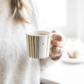 Mok Wit met Oor Bruin en Zwarte Strepen -Bastion Collections-