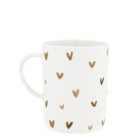 Mok Wit met Oor en Bruine Hartjes -Bastion Collections-
