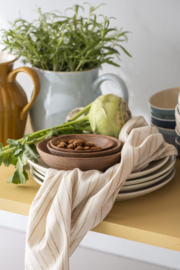 Theedoek Naturel met Bruine Streepjes
