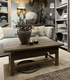 Couchtisch Altes Holz mit 2 Schublade 120x70 cm