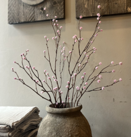 Zijde tak met roze knop 100 cm