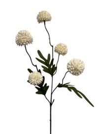 Zijde Tak Pompom Wit 52 cm