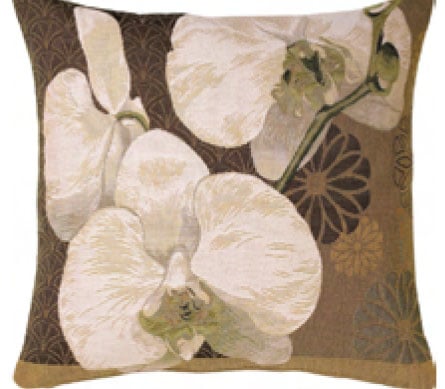marmeren Roman moe Gobelin kussen Orchidee Olijfgroen | Overige bloemen | Het Olde Jagthuys