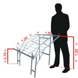 Schuintafel 150 x 120 cm   (A1019) extra hoog 70/100