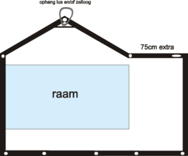 Zijzeil met raam en extra 75 cm