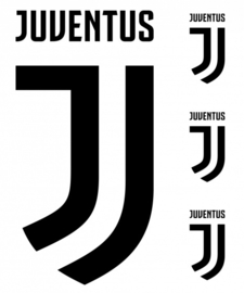 Juventus muursticker logo 2 stickervellen zwart/wit