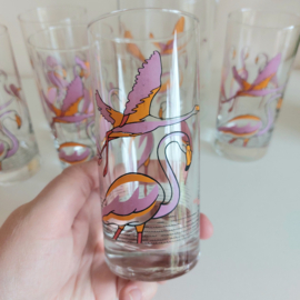 Glazenset met kan flamingo