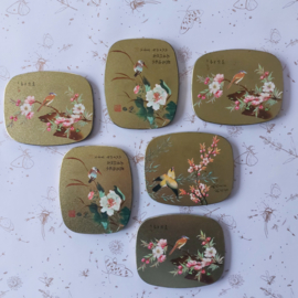 Onderzetters goudkleur chinese vogels