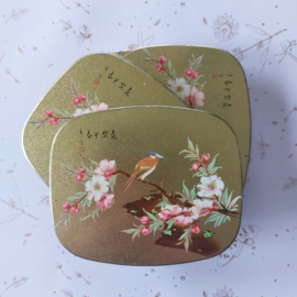 Onderzetters goudkleur chinese vogels