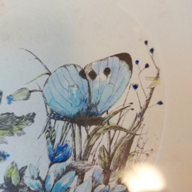 Schilderijtje ets vlinder blauw