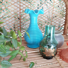 Turquoise vaasje van glas