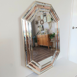 Spiegel 8-hoek met rosékleurig glas