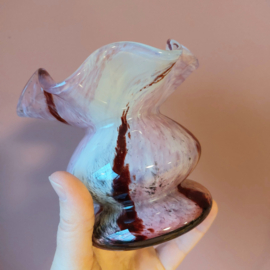 Vaasje muranoglas roze/wit