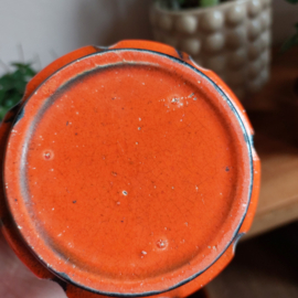 Pot oranje geblokt keramiek vintage
