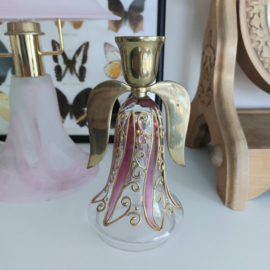 Kandelaar engel messing glas