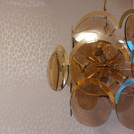 Kroonluchter facetgeslepen ronde glaasjes rookglas