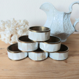 Servetringen set parelmoer messing