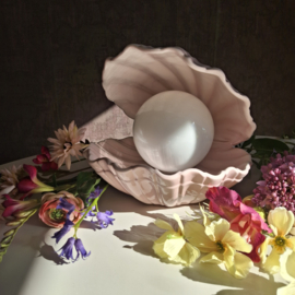 Vintage XL schelpenlamp roze