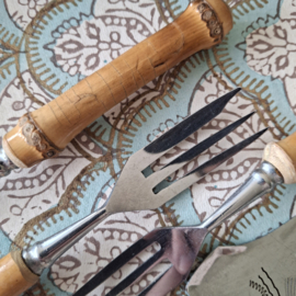 Vintage bamboe taartbestek