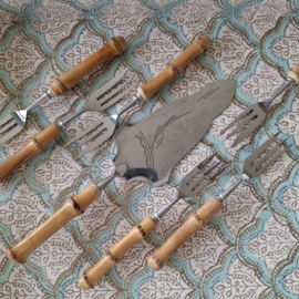 Vintage bamboe taartbestek