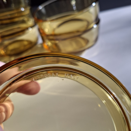 Kommenset amberkleurig glas