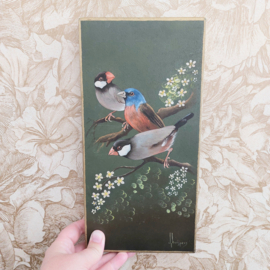 Schilderijtje vogels op hout