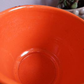 Pot oranje geblokt keramiek vintage