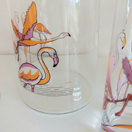 Glazenset met kan flamingo