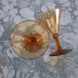 Set amberkleurige portglazen
