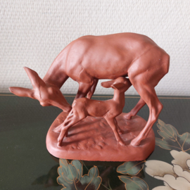 Bambi moeder en kind terracotta keramiek