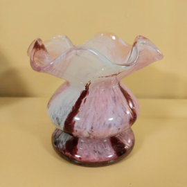 Vaasje muranoglas roze/wit