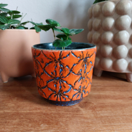 Pot oranje paars keramiek vintage