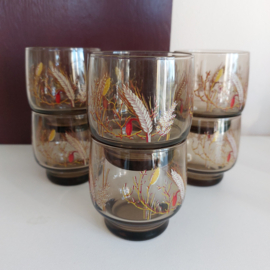 Glaasjes rookglas bloemen set