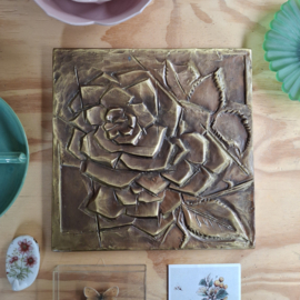 Wandplaat messing roos