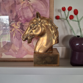 Boekensteun paard messing