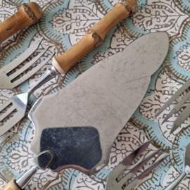 Vintage bamboe taartbestek