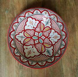 Plat de poterie marocaine rouge/blanc