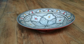 Plat poterie marocaine gris/blanc