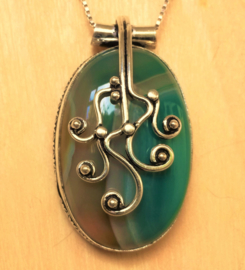 Pendentif Agate Botswana vert